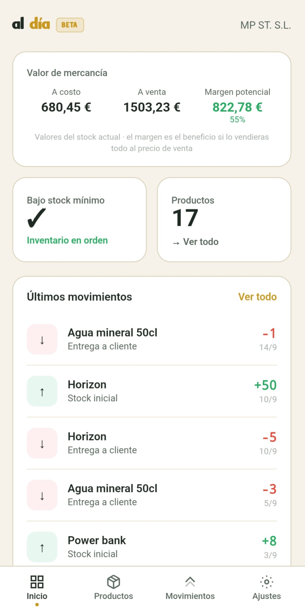 al día — Inicio